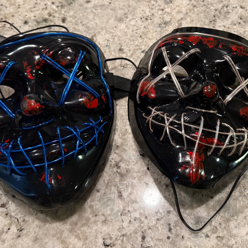 Black & Red/gold LED Halloween Masks set of 2 like New